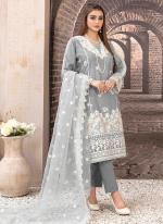 Georgette Grey Eid Wear Embroidery Work Pakistani Suit